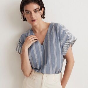 Madewell Crinkle Cotton Boxy Top in Mixed Stripe
